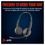 HP Poly Blackwire 3225 Stereo USB-C Headset +3.5mm Plug +USB-C/A Adapter (Bulk)