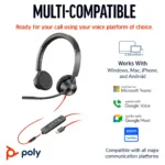 HP Poly Blackwire 3325 Stereo Microsoft Teams Certified USB-C Headset +3.5mm Plug +USB-C/A Adapter