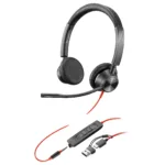 HP Poly Blackwire 3325 Stereo Microsoft Teams Certified USB-C Headset +3.5mm Plug +USB-C/A Adapter