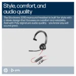 HP Poly Blackwire 3310 Monaural Microsoft Teams Certified USB-C Headset +USB-C/A Adapter
