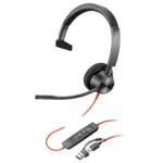 HP Poly Blackwire 3310 Monaural Microsoft Teams Certified USB-C Headset +USB-C/A Adapter