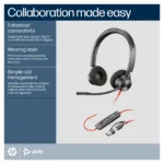 HP Poly Blackwire 3320 Stereo Microsoft Teams Certified USB-C Headset +USB-C/A Adapter
