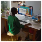 Apple Mac mini su M4 procesoriumi, matomas iš šono