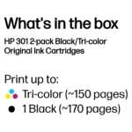 HP 301 2-pack Black/Tri-color Original Ink Cartridges ink cartridge