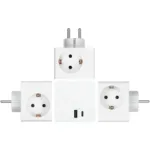 Steckdosenwürfel mit 3x Schutzkontakt-Buchse, USB-C (20W, PD 3.0) und USB-A Buchse (18W), weiß