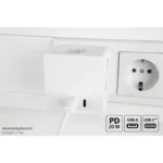 Steckdosenwürfel mit 3x Schutzkontakt-Buchse, USB-C (20W, PD 3.0) und USB-A Buchse (18W), weiß