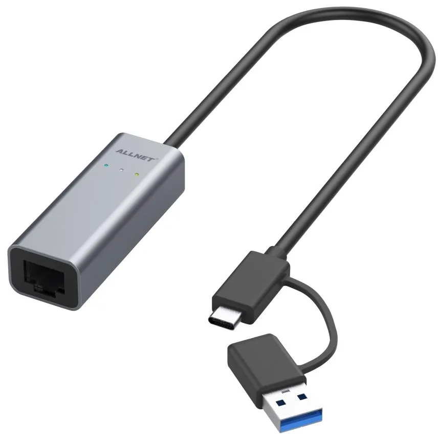 ALLNET USB 3.0 Typ-C&A Ethernet Adapter 2.5 Multi-Gigabit LAN ALL-NC-2.5G-USBC/A *ALLTRAVEL* ALLNET USB 3.0 Typ-C&A Ethernet Adapter 2.5 Multi-Gigabit LAN ALL-NC-2.5G-USBC/A *ALLTRAVEL*