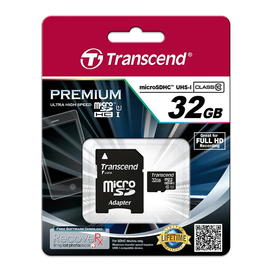 Transcend 32GB microSDHC Class 10 UHS-I Atminties kortelė Transcend 32GB microSDHC Class 10 UHS-I (TS32GUSDU1)