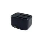 Docking stotelė LC-Power LC-DOCK-U3-III, šoninis vaizdas su prijungtais HDD ir SSD