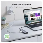 Tinklo įranga Ugreen USB-C to 2*USB3.0+HDMI+RJ 45+SD&TF+PD port Hub (90568), vaizdas 4