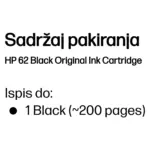 Spausdintuvo priedas HP 62 - Schwarz Blisterver (C2P04AE#301), vaizdas 3