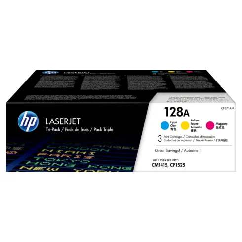 Tonerio kasetė HP 128A 3-pack (CF371AM), žydros, purpurinės ir geltonos spalvų