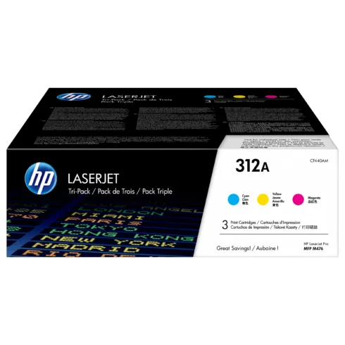 Tonerio kasetė HP 312A 3-pack (CF440AM), žydros, purpurinės ir geltonos spalvų