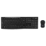 Klaviatūra Logitech MK270, matoma iš šono su prijungtu pelės vaizdu