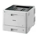 Brother HL-L8260CDW spausdintuvas, matomas iš šono su atidarytu popieriaus dėklu