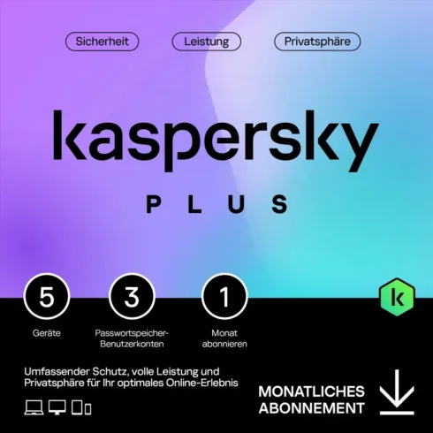 Kaspersky Plus – 5 Device, 1 Month - Subscription (ABO) – ESD-Download