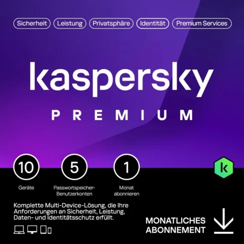 Kaspersky Premium – 10 Devices, 1 Month - Subscription (ABO) – ESD-Download