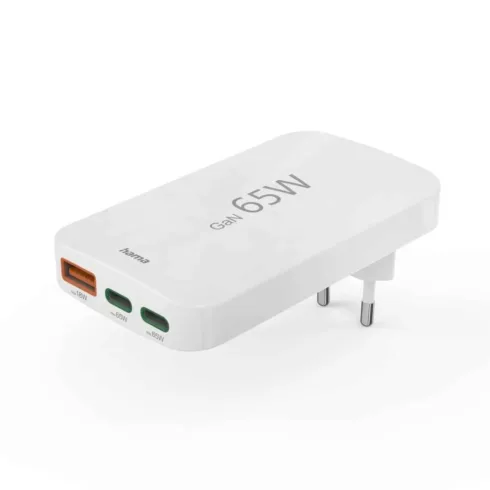 Hama 00125144 charger 65W GaN PD QC 2× USB-C 1× USB-A