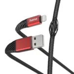 Hama 00201538 Extreme Charging Cable USB-A – Lightning 1.5m Nylon black/red