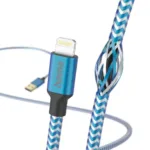 Hama 00201553 Reflective Charging Cable, USB-A – Lightning 1.5m Nylon blue