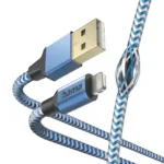 Hama 00201553 Reflective Charging Cable, USB-A – Lightning 1.5m Nylon blue