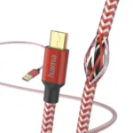 Hama 00201556 Reflective Charging Cable, USB-A – Micro-USB 1.5m Nylon red