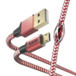 Hama 00201556 Reflective Charging Cable, USB-A – Micro-USB 1.5m Nylon red