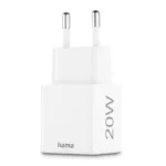 Hama 00201991 Fast Charger 1x USB-C 1x USB-A, Mini Charger, PD, 20W, White