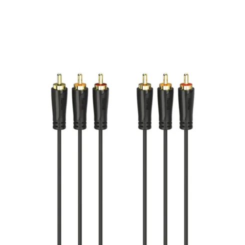 Hama 00205151 Audio/Video Cable, 3 RCA plugs – 3 RCA plugs, gold-plated 3m