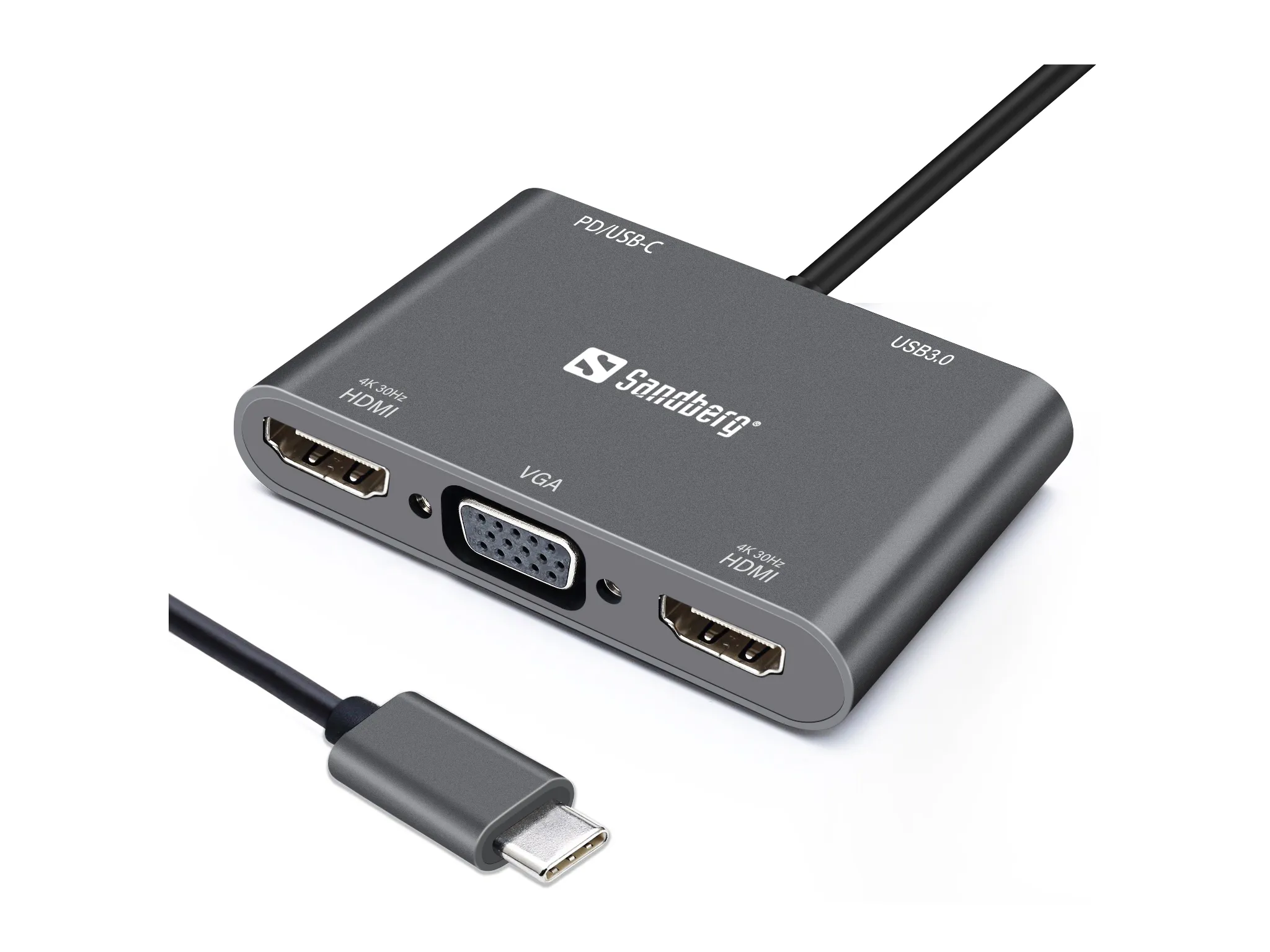mobilux-136-35 Sandberg 136-35 USB-C Dock 2xHDMI+1xVGA+USB+PD
