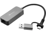 Sandberg 136-68 USB-C/A 2.5 GbE RJ45 Adapter, 2.5 Gigabit Ethernet on USB-C