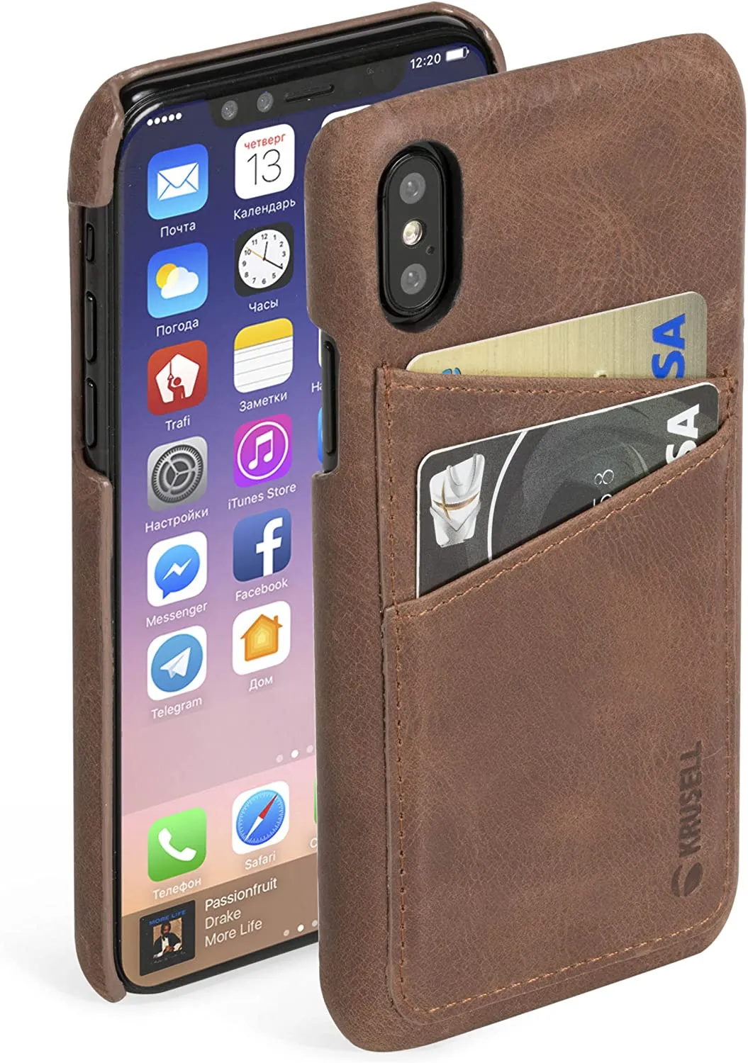 mobilux-61104-4 Krusell Sunne 2 Card Cover Apple iPhone X vintage cognac (61104)