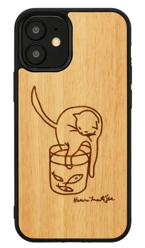 mobilux-m8571b MAN&WOOD case for iPhone 12 mini cat with red fish