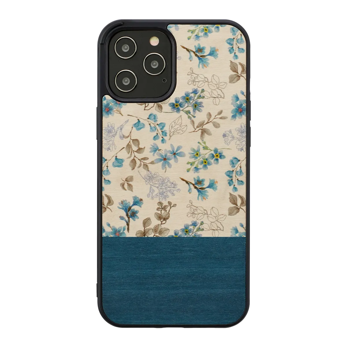 mobilux-m8645b MAN&WOOD case for iPhone 12/12 Pro blue flower black