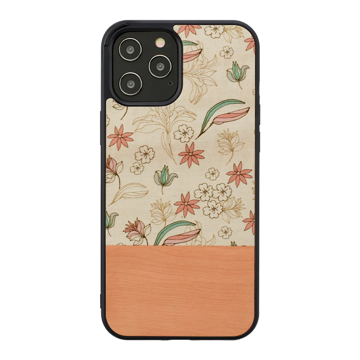 mobilux-m8646b MAN&WOOD case for iPhone 12/12 Pro pink flower black