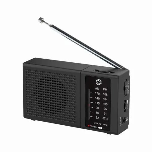 Manta MARDI120BK COSTA Portable FM/AM Radio with Built-in Rechargeable Battery, Black