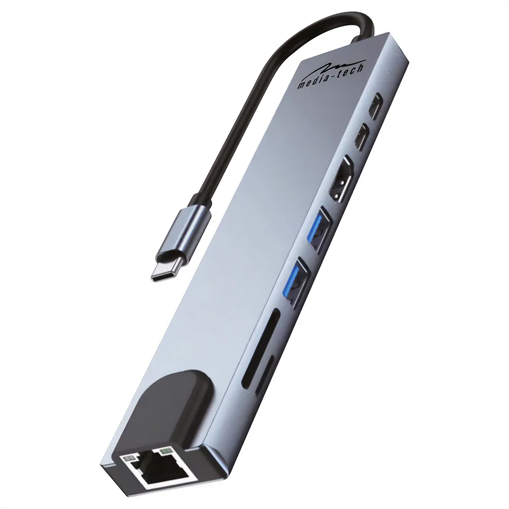 mobilux-mt5046 Media-Tech MT5046 8in1 USB-C LAN HUB PRO