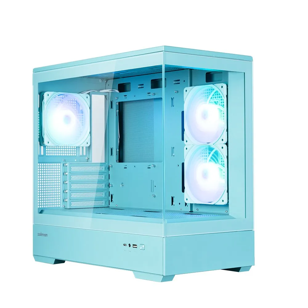 mobilux-p30-mint-v2 Zalman P30 V2, mATX Mini Tower PC Case, 3 x 120mm ARGB Fans, Mint