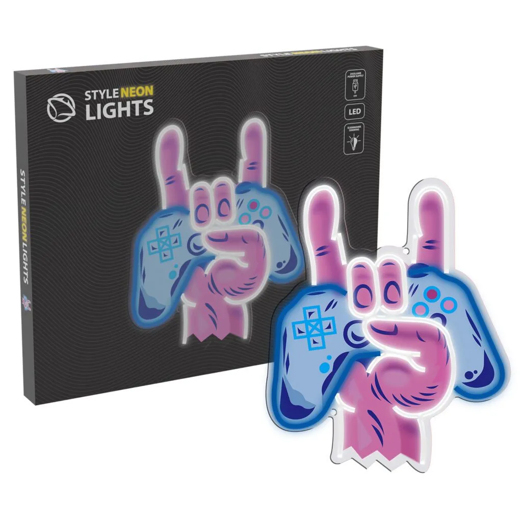 mobilux-snl109mt Manta SNL109MT Style Neon Lights HAND WITH GAMEPAD