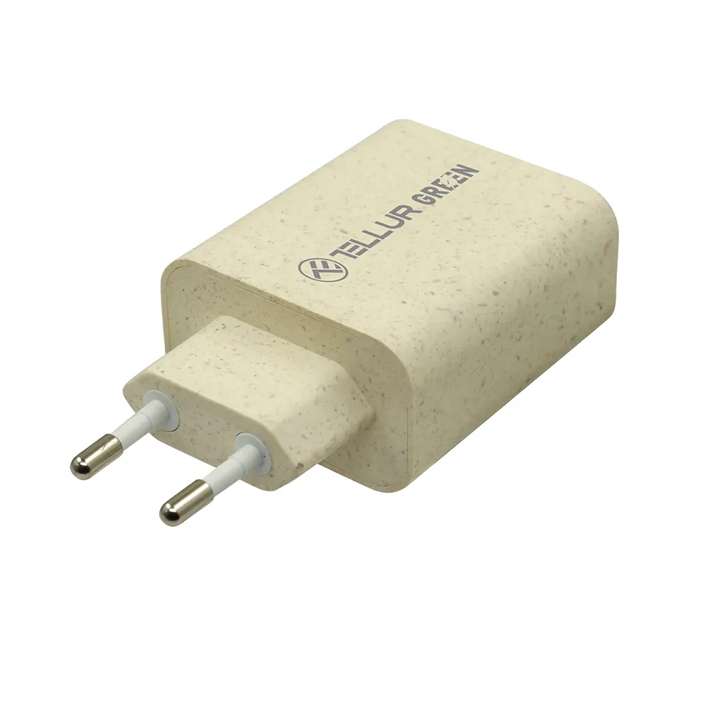 mobilux-tll151321 Tellur Green 38W dual port charger Type-C PD20W + USB QC3.0, cream