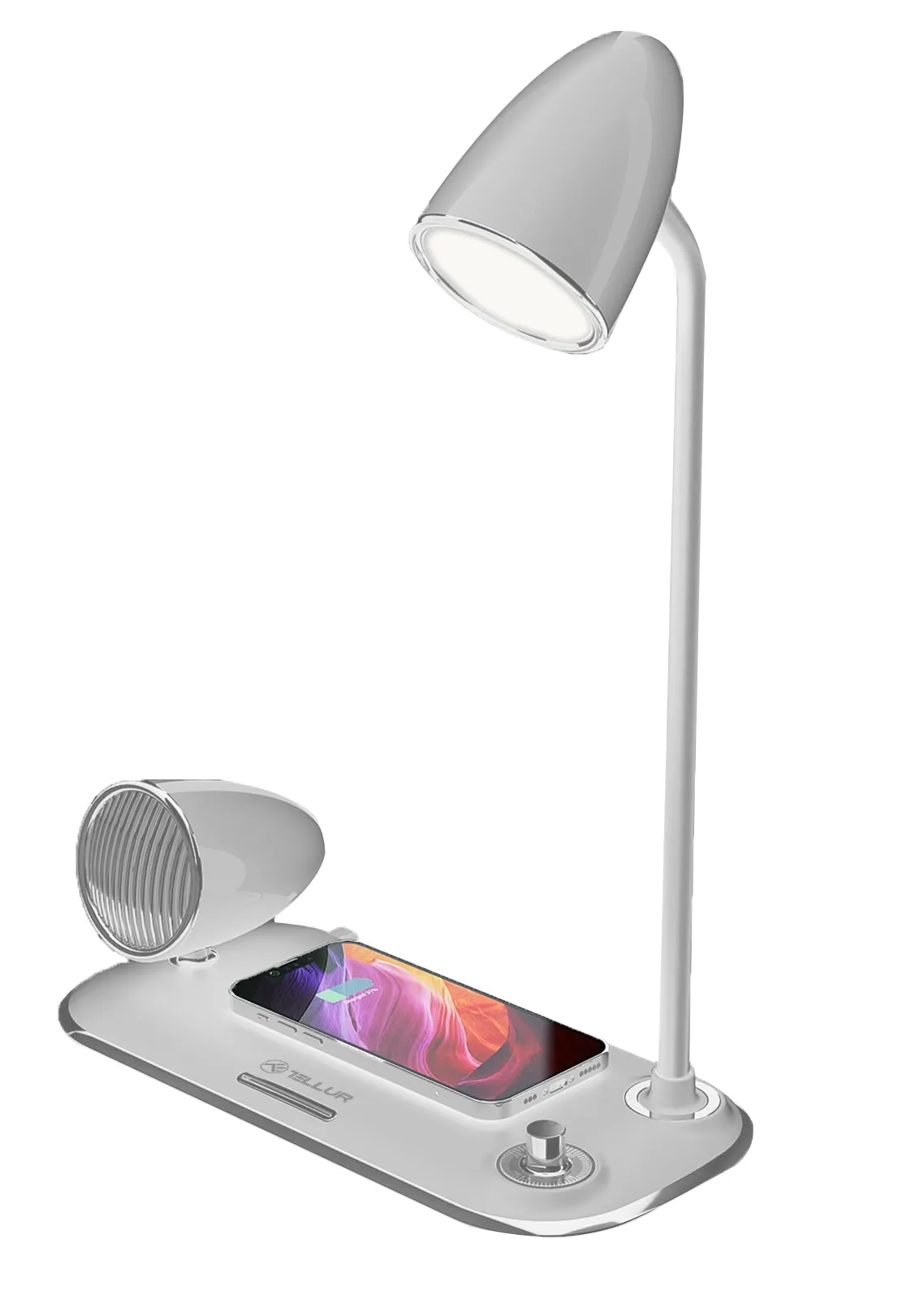 mobilux-tll151371 Tellur Nostalgia Wireless Desk Charger, Bluetooth Speaker, Desk Lamp white
