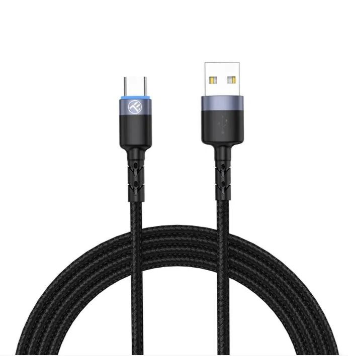 mobilux-tll155363 Tellur Data Cable USB to Type-C LED Nylon Braided 1.2m Black