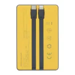 Tellur Power Bank 10000mAh, USB-C + Lightning cables built-in  yellow