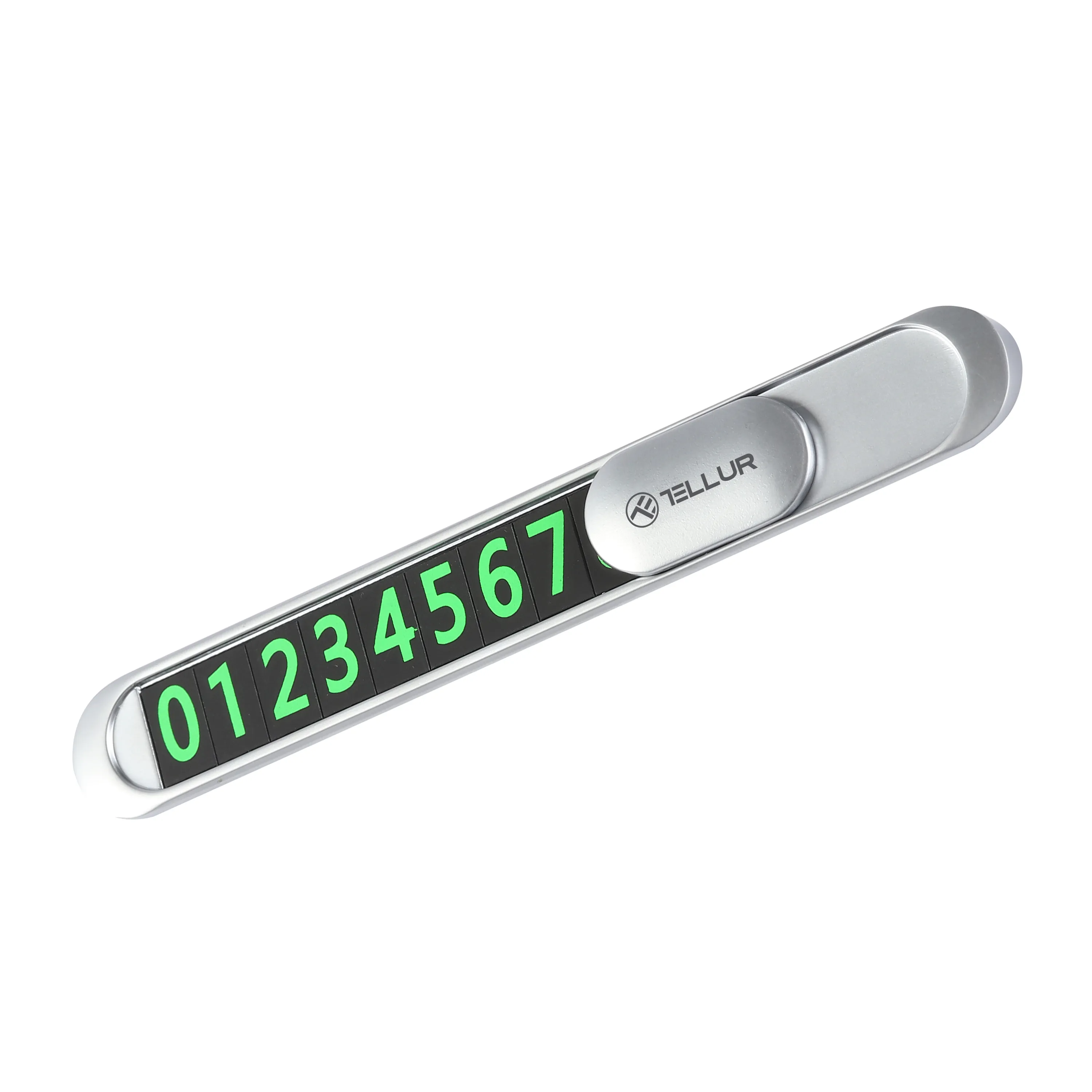 mobilux-tll171221 Tellur Temporary Car Parking Phone Number Card Metallic Silver