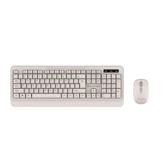 mobilux-tll491171 Tellur Green Wireless Keyboard and Mouse Nano Recever Creame