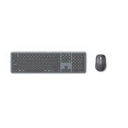 Hama U8173065 WKM-550 Multi Device Wireless Keyboard and Mouse Set with QWERTY Assist AI, Gray