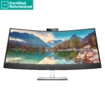HP RENEW RENEW SILVER HP E34m G4 Curved Conferencing Monitor – 34″ 3440×1440 WQHD 400-nit 75Hz AG, Curved, VA, USB-C(65W)/HDMI/DisplayPort, 4x USB-A, speakers, 5MP webcam, RJ-45 LAN, height adjustable/tilt/swivel, 1 years