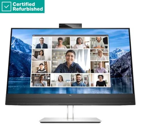 HP RENEW RENEW SILVER HP E27m G4 QHD Charging Conferencing Monitor – 27″ 2560×1440 QHD 300-nit 75Hz AG, IPS, USB-C(65W)/HDMI/DisplayPort/DisplayPort-out, 4x USB-A, speakers, 5MP webcam, RJ-45 LAN, height adjustable/tilt/swivel/pivot, 1 years
