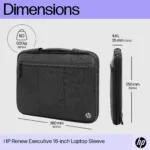 HP Executive 14 Laptop Sleeve, Water Resistant, Bluetooth tracker Pocket – Black, Grey