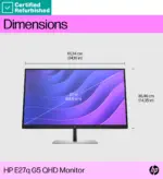 HP RENEW RENEW SILVER HP E27q G5 QHD Monitor – 27″ 2560×1440 QHD 350-nit 75Hz AG, IPS, HDMI/DisplayPort, 4x USB-A, height adjustable/tilt/swivel/pivot, 1 years